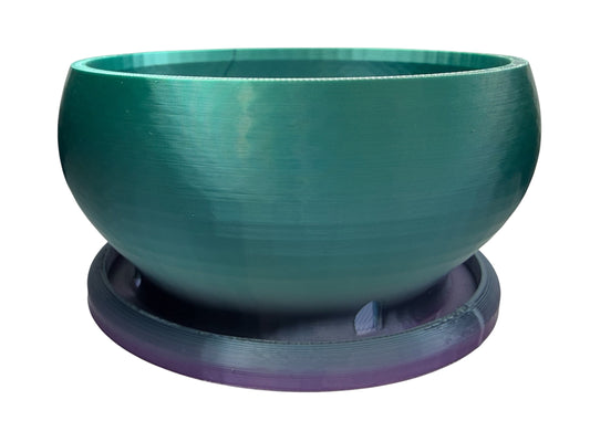 Small Round Succulent and flowers Planter Pot 3.2" Black Shallow Bowl with drainage holes and built in saucer desk or office
